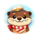 Cute flat cartoon otter face avatar icon with layered paper-cutout style for user review