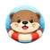 Cute flat cartoon raccoon face avatar icon with bold color blocks and thick clean outlines on soft background