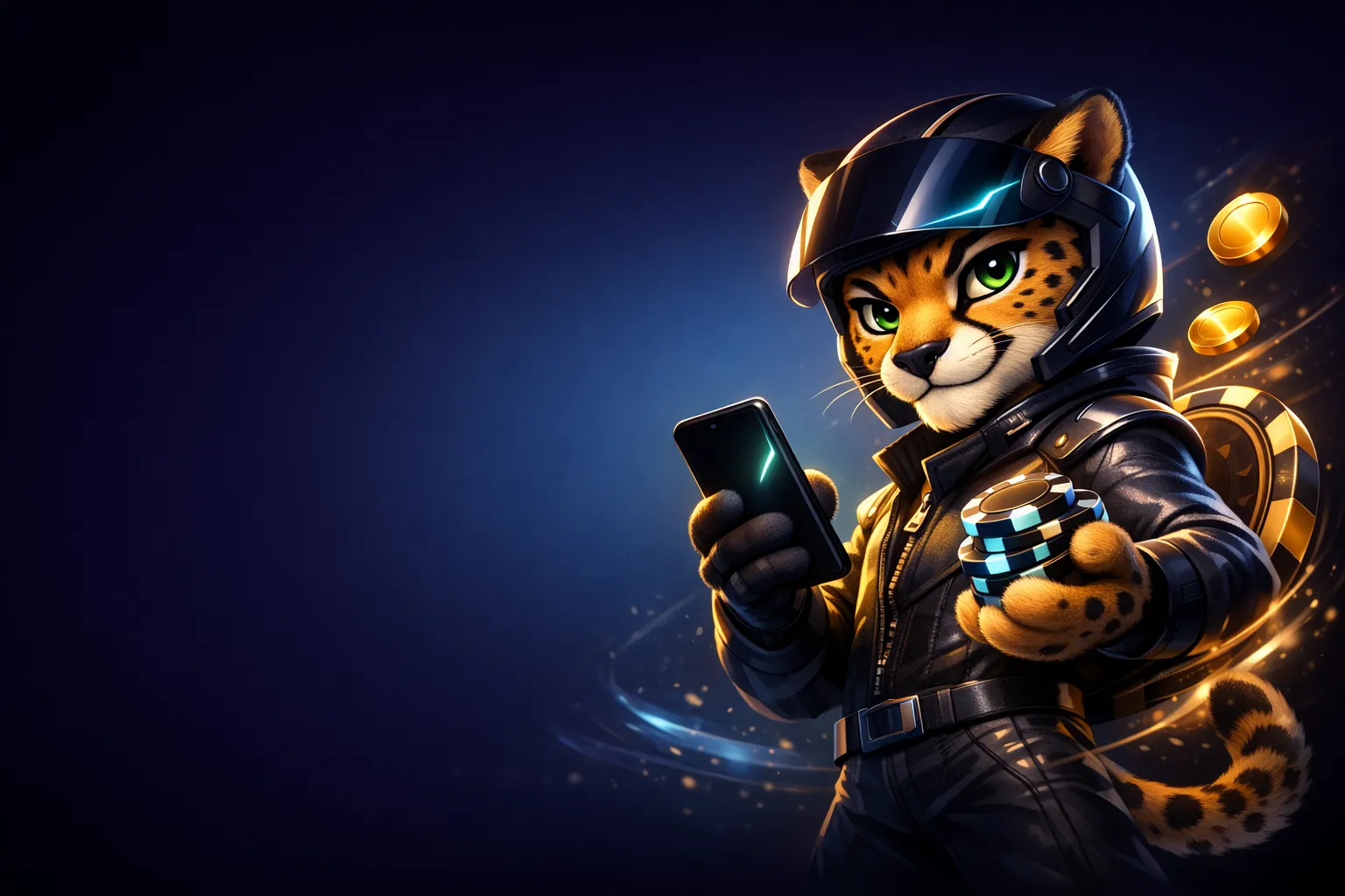 Cinematic 3D hero image of a gleaming futuristic spinning roulette vortex on deep navy background with gold accent lighting f